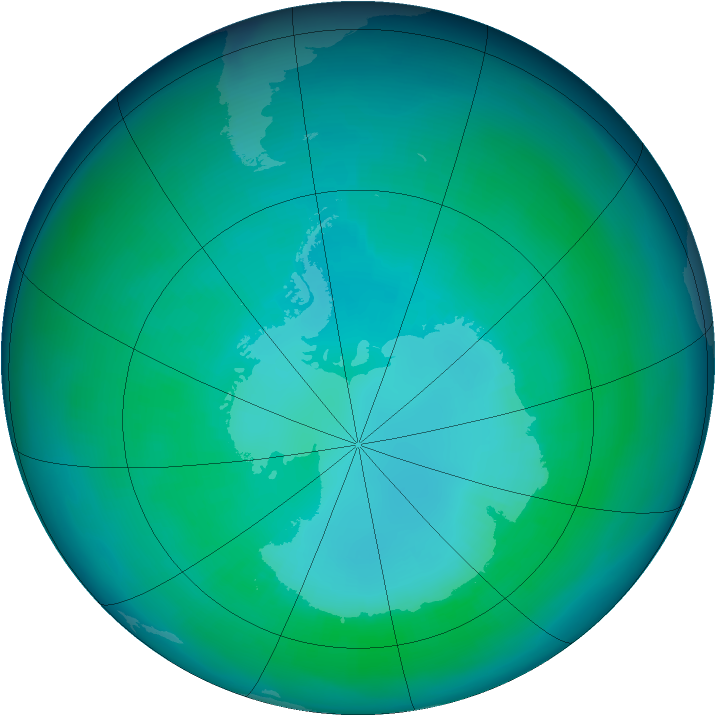 Antarctic ozone map for April 1998